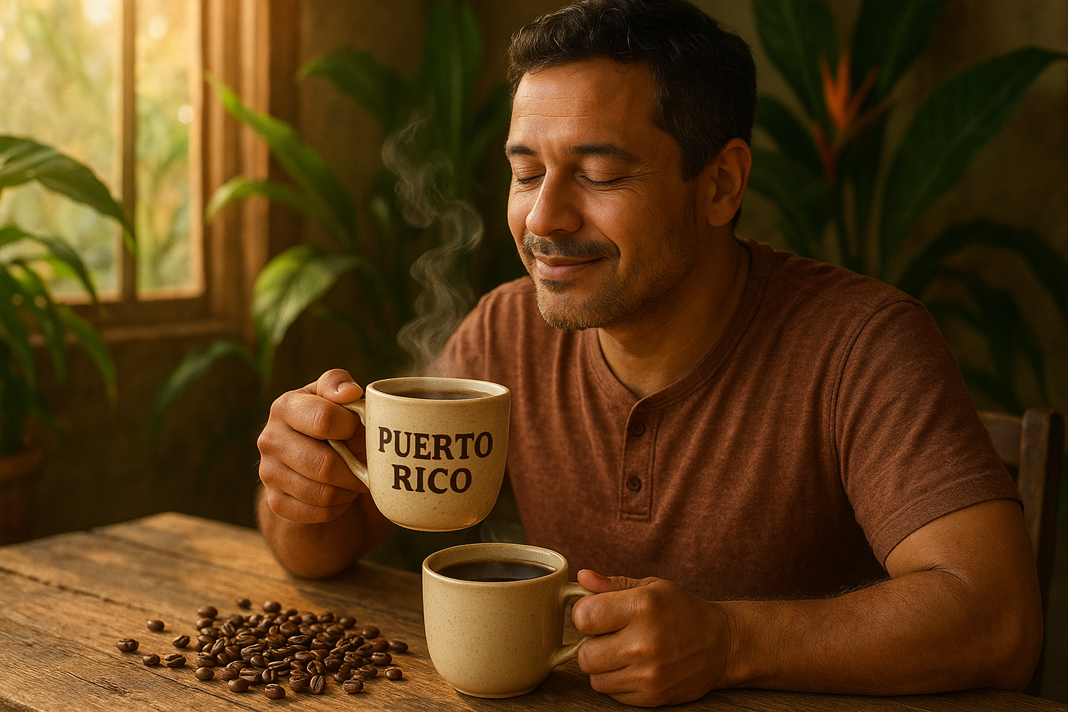 drinking puerto rican coffee